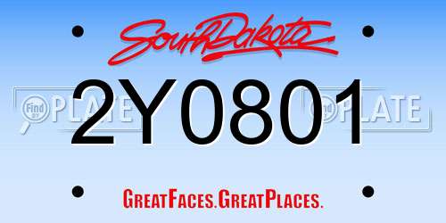 2Y0801 South Dakota License Plate