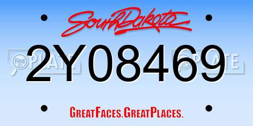 2Y08469 South Dakota License Plate