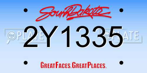 2Y1335 South Dakota License Plate