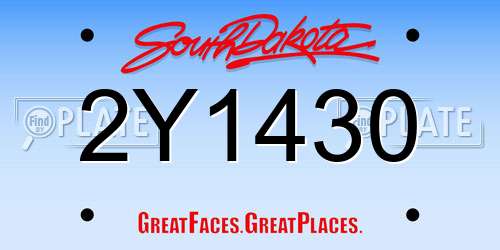 2Y1430 South Dakota License Plate