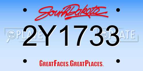 2Y1733 South Dakota License Plate