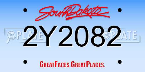 2Y2082 South Dakota License Plate