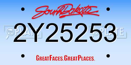 2Y25253 South Dakota License Plate