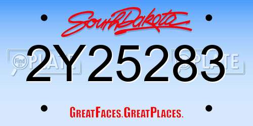 2Y25283 South Dakota License Plate