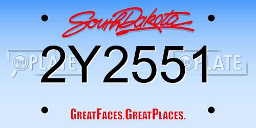 2Y2551 South Dakota License Plate