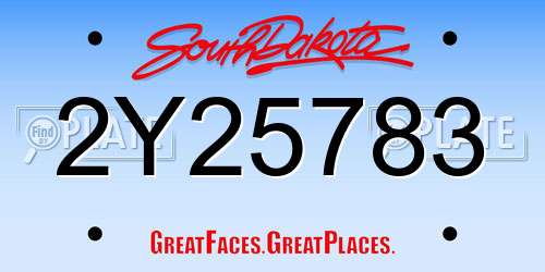 2Y25783 South Dakota License Plate