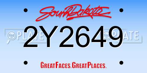 2Y2649 South Dakota License Plate