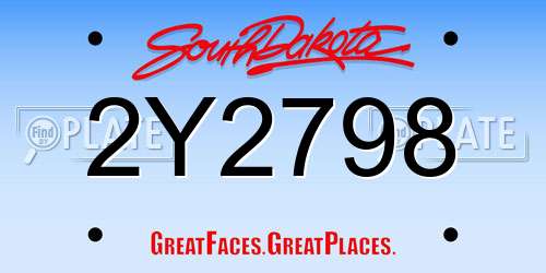 2Y2798 South Dakota License Plate