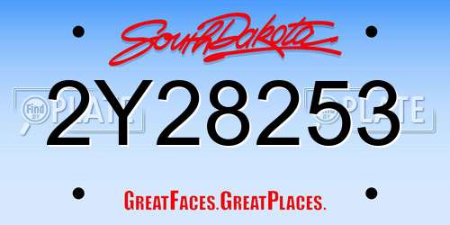 2Y28253 South Dakota License Plate
