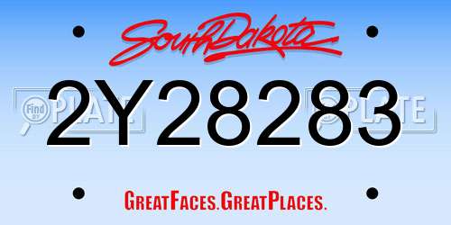 2Y28283 South Dakota License Plate
