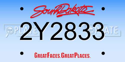 2Y2833 South Dakota License Plate