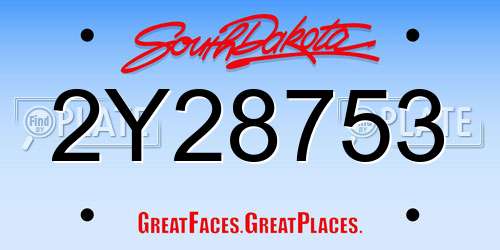 2Y28753 South Dakota License Plate
