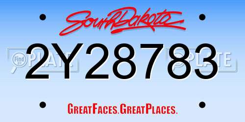 2Y28783 South Dakota License Plate
