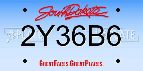 2Y36B6 South Dakota License Plate