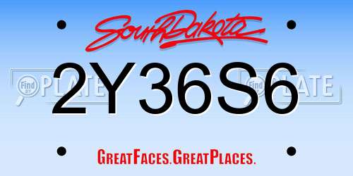2Y36S6 South Dakota License Plate