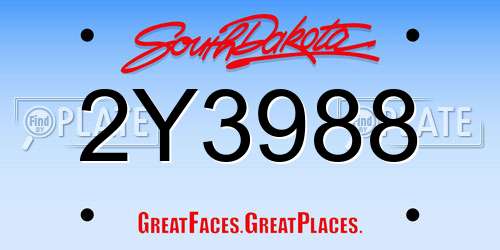 2Y3988 South Dakota License Plate