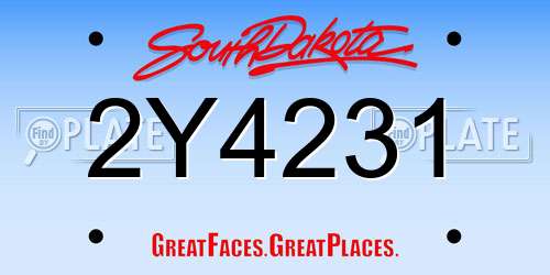 2Y4231 South Dakota License Plate