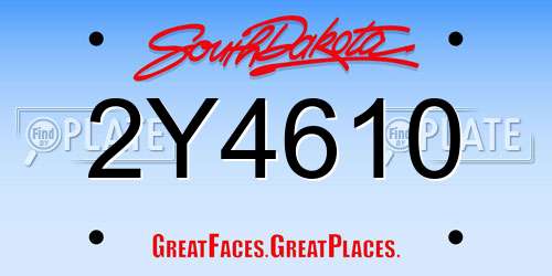 2Y4610 South Dakota License Plate