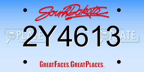 2Y4613 South Dakota License Plate