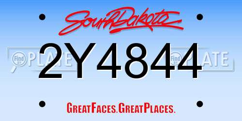2Y4844 South Dakota License Plate