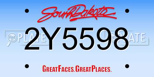 2Y5598 South Dakota License Plate