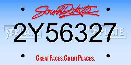 2Y56327 South Dakota License Plate