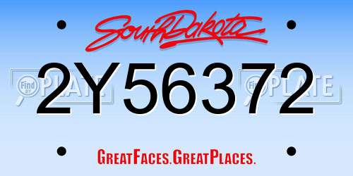 2Y56372 South Dakota License Plate