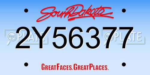 2Y56377 South Dakota License Plate