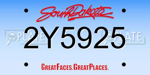 2Y5925 South Dakota License Plate
