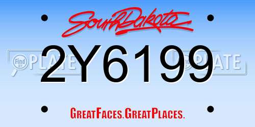 2Y6199 South Dakota License Plate