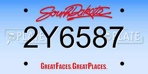 2Y6587 South Dakota License Plate