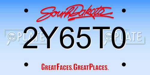 2Y65T0 South Dakota License Plate