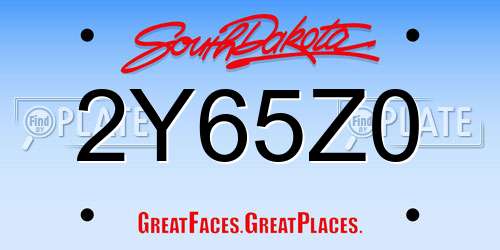 2Y65Z0 South Dakota License Plate