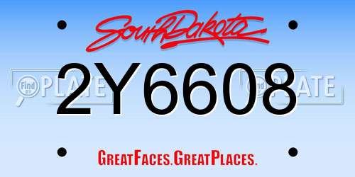 2Y6608 South Dakota License Plate