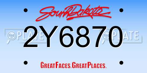 2Y6870 South Dakota License Plate