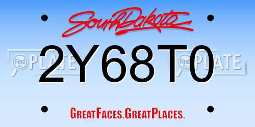 2Y68T0 South Dakota License Plate