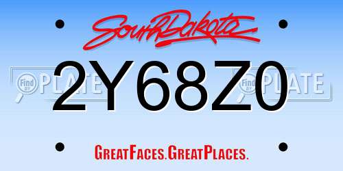 2Y68Z0 South Dakota License Plate