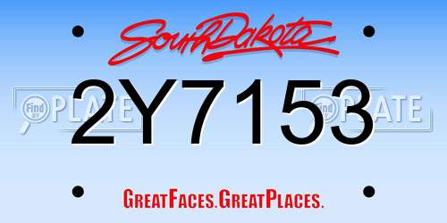 2Y7153 South Dakota License Plate