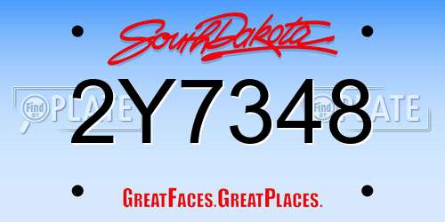 2Y7348 South Dakota License Plate