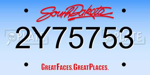 2Y75753 South Dakota License Plate