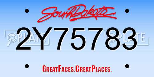 2Y75783 South Dakota License Plate