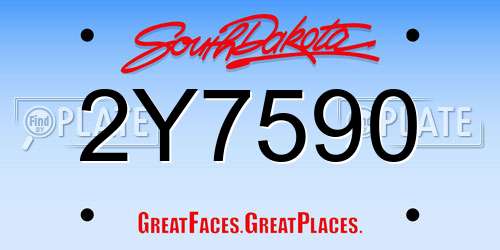 2Y7590 South Dakota License Plate
