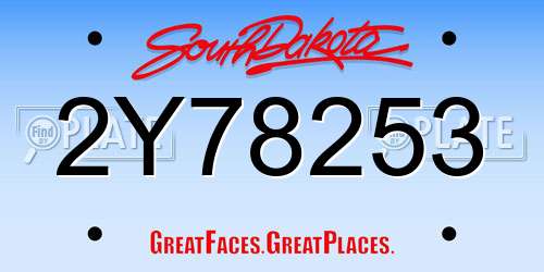 2Y78253 South Dakota License Plate