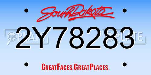 2Y78283 South Dakota License Plate