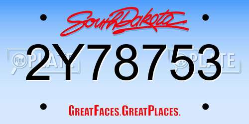 2Y78753 South Dakota License Plate