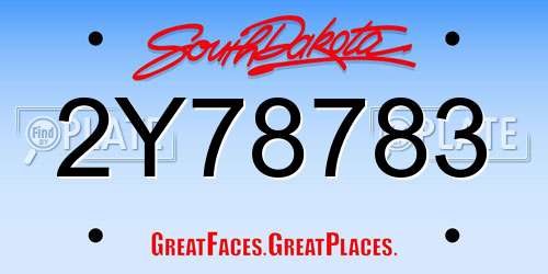 2Y78783 South Dakota License Plate