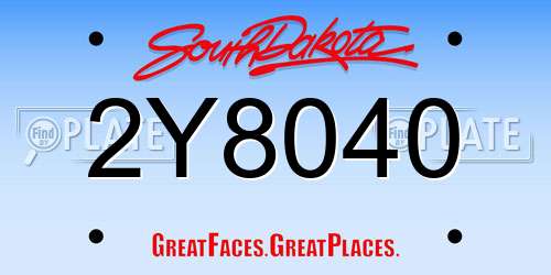 2Y8040 South Dakota License Plate