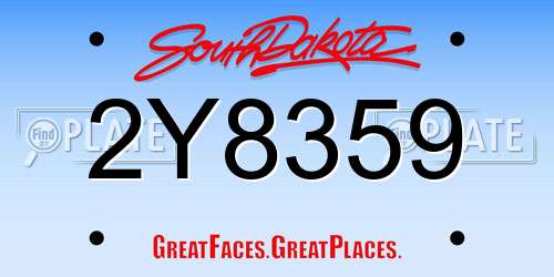 2Y8359 South Dakota License Plate