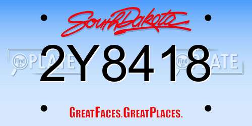 2Y8418 South Dakota License Plate