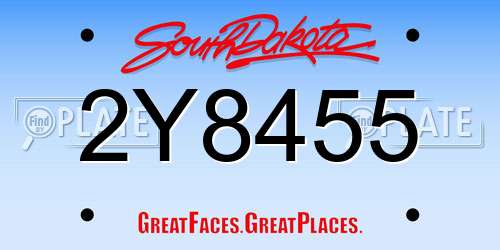 2Y8455 South Dakota License Plate